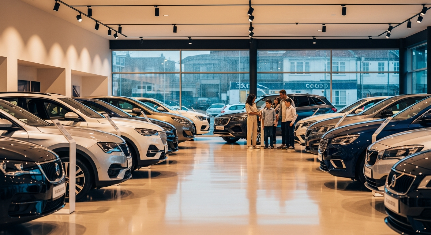 UK car dealership showroom where mis-sold finance agreements were arranged